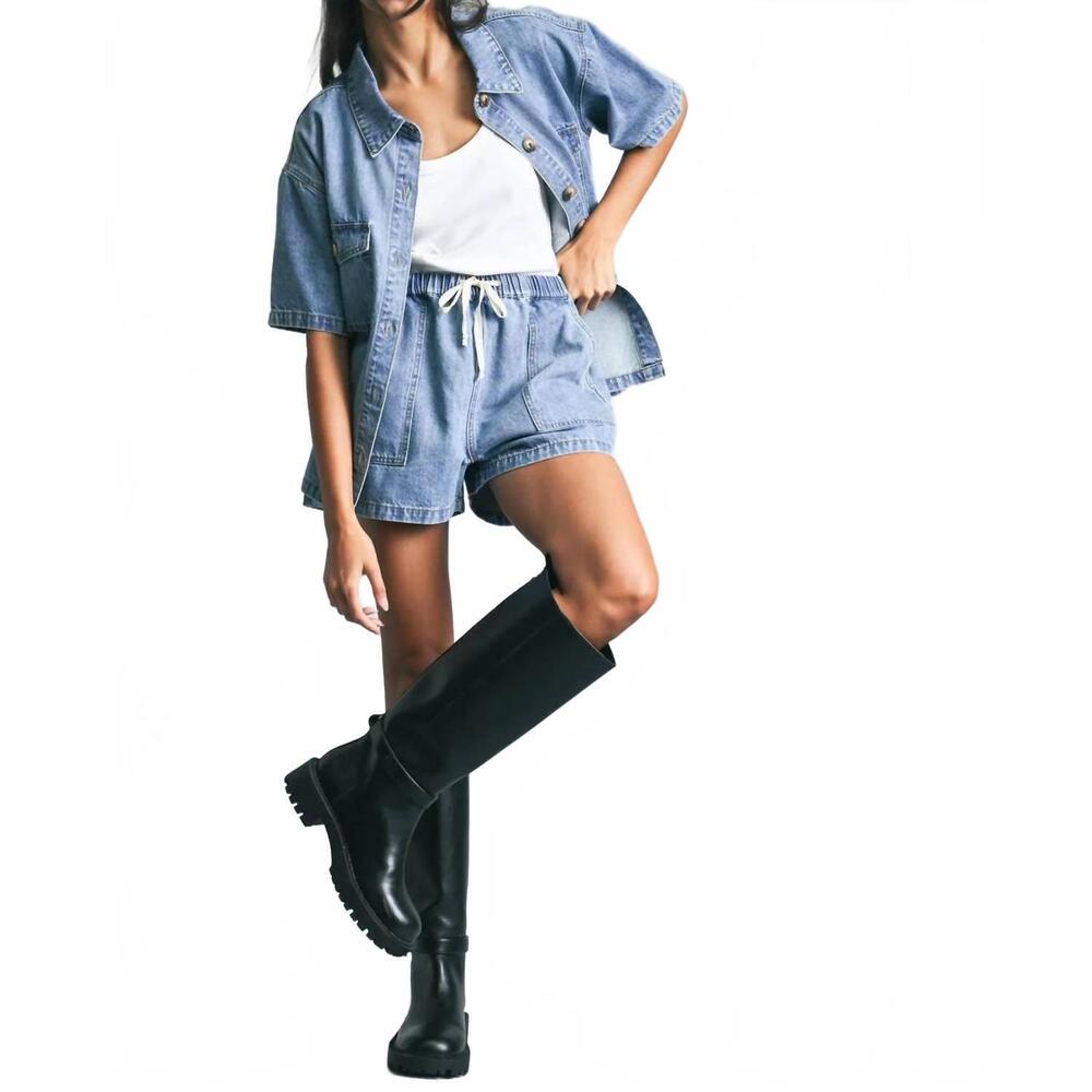 NEW WISHLIST denim shorts with drawstring in blue